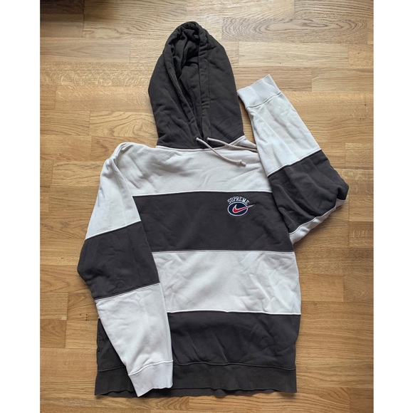 supreme nike stripe hooded sweatshirt